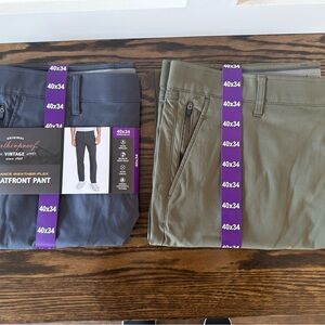 BOTH Pairs Weatherproof Men's Flex Flatfront Pants Brand New with Tags W40 L34